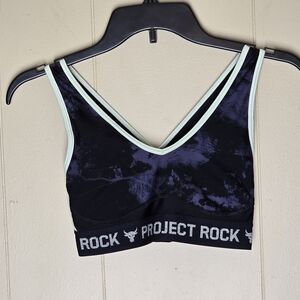 Under Armour Project Rock Black and Purple Sports Bra Women's Size S